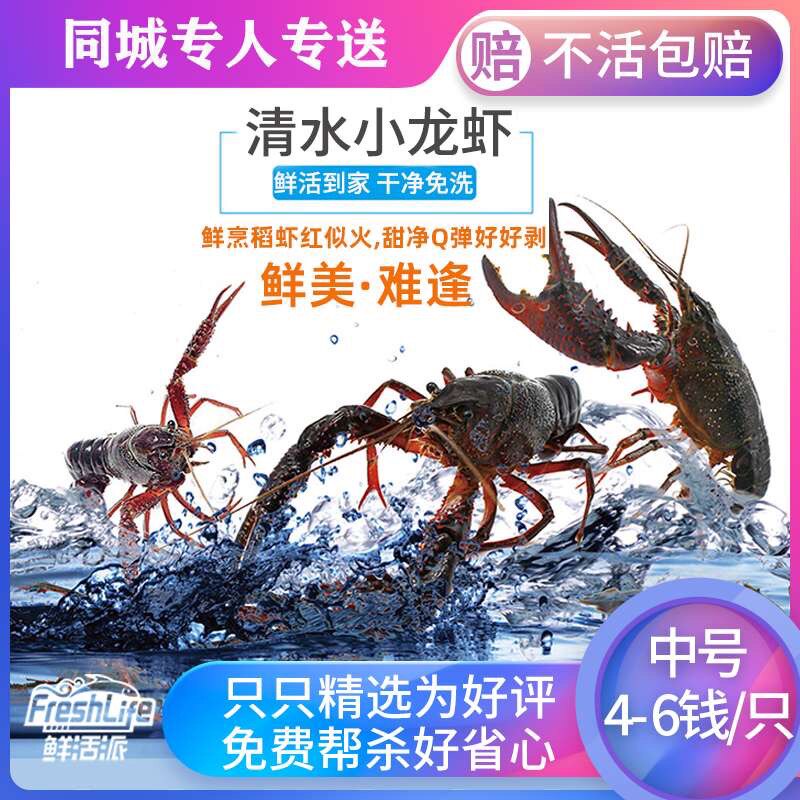 成都店闪购闪送 鲜活小龙虾中号1斤/份约20只(4-6钱/只) 可帮杀