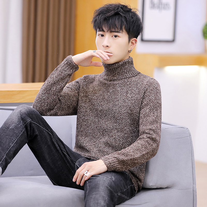 Autumn and Winter New Men's Sweaters Student Leisure High-collar Knitted Sweaters Korean Version Personality Thin