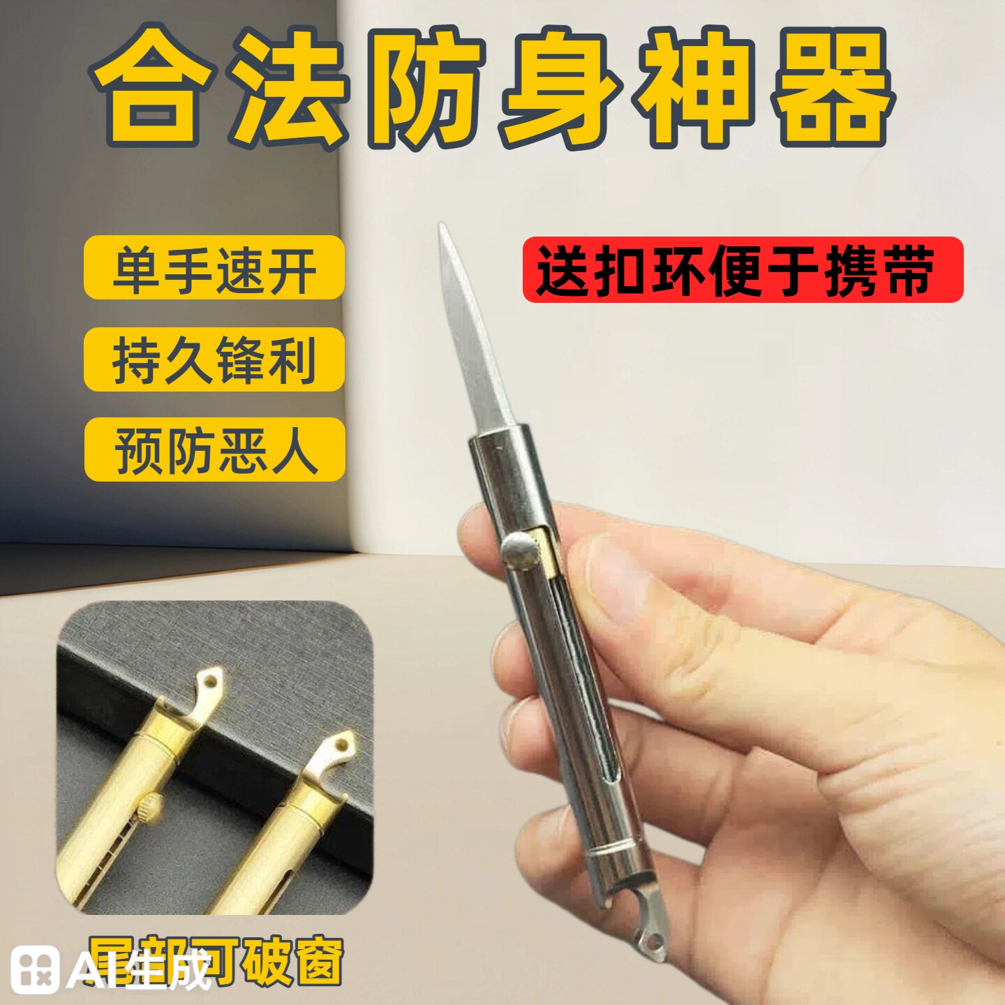 弹簧伸缩刀锋利高硬度全自动折叠刀不锈钢水果刀便携式户外防身刀图片