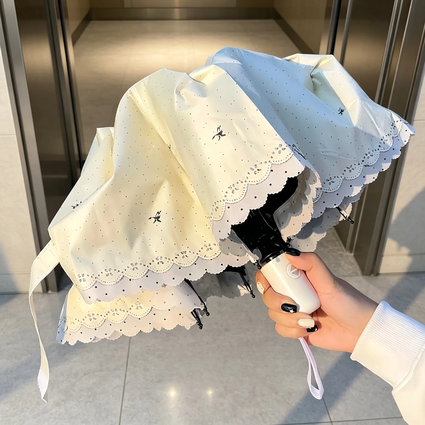 法式复古蕾丝雨伞女士晴雨两用手动款折叠轻便小女生高颜值新款图片