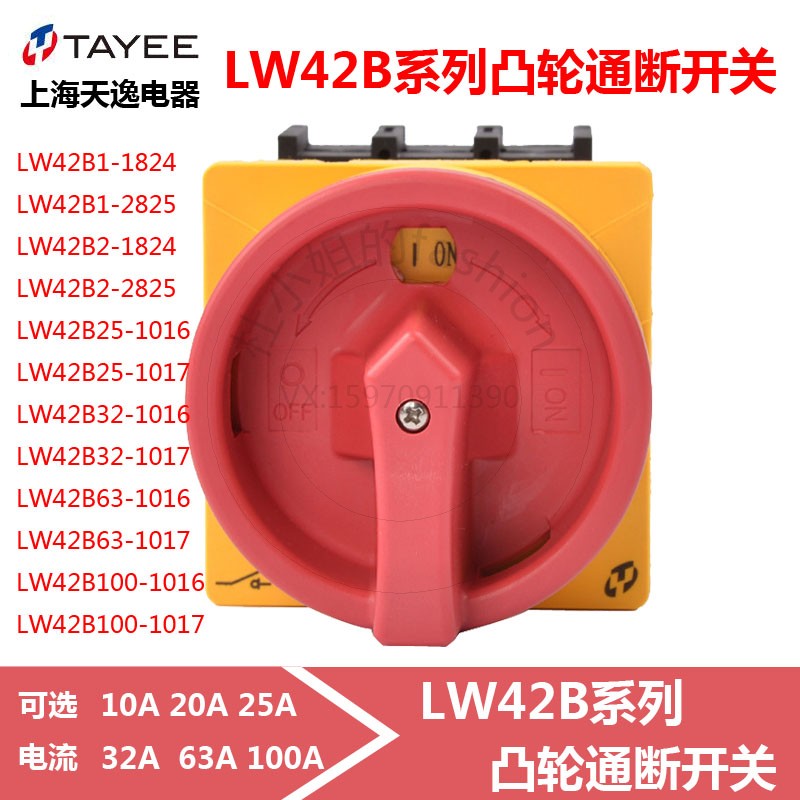 TAYEE上海天逸LW42B25-1016/L凸轮电源通断开关10A 20 32 63A100A 电子元器件市场 旋转开关 原图主图
