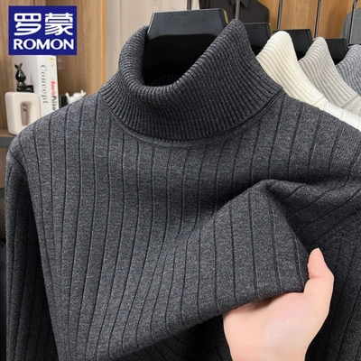 罗蒙男士冬季加厚保暖高领毛衣衫