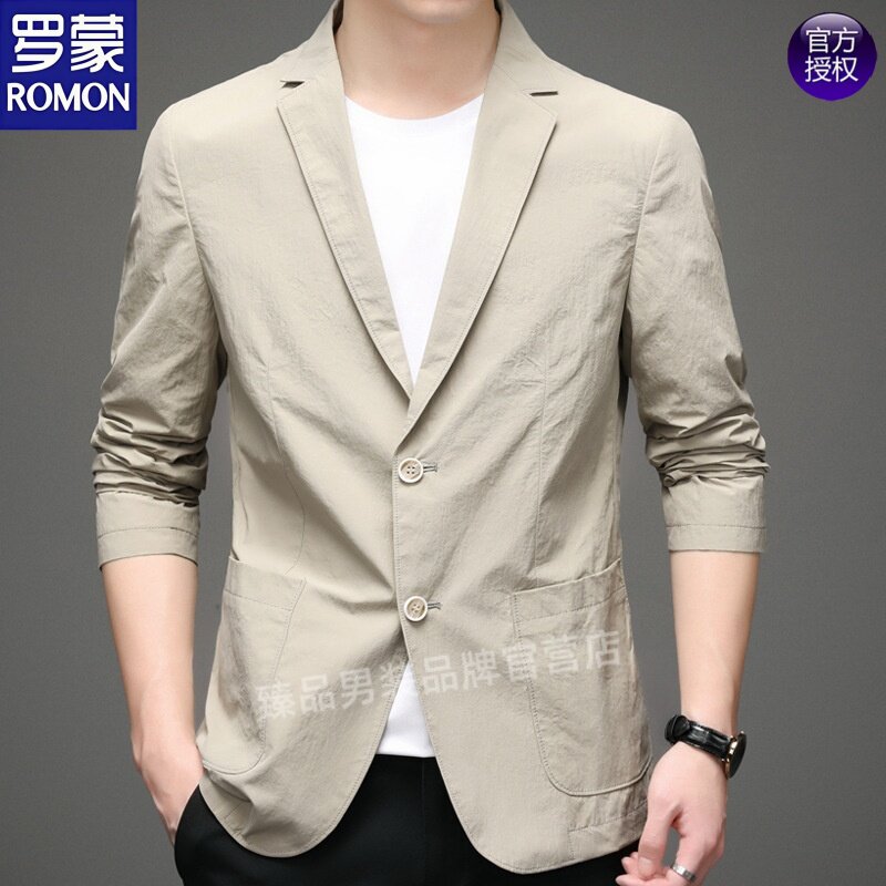 罗蒙2026春秋季新款商务休闲西服男士薄款西装单面高级感夹克外套