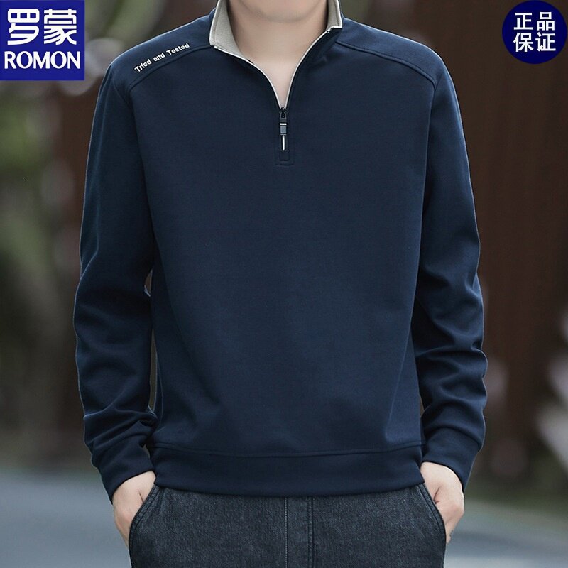 Romon/罗蒙休闲半拉链立领卫衣