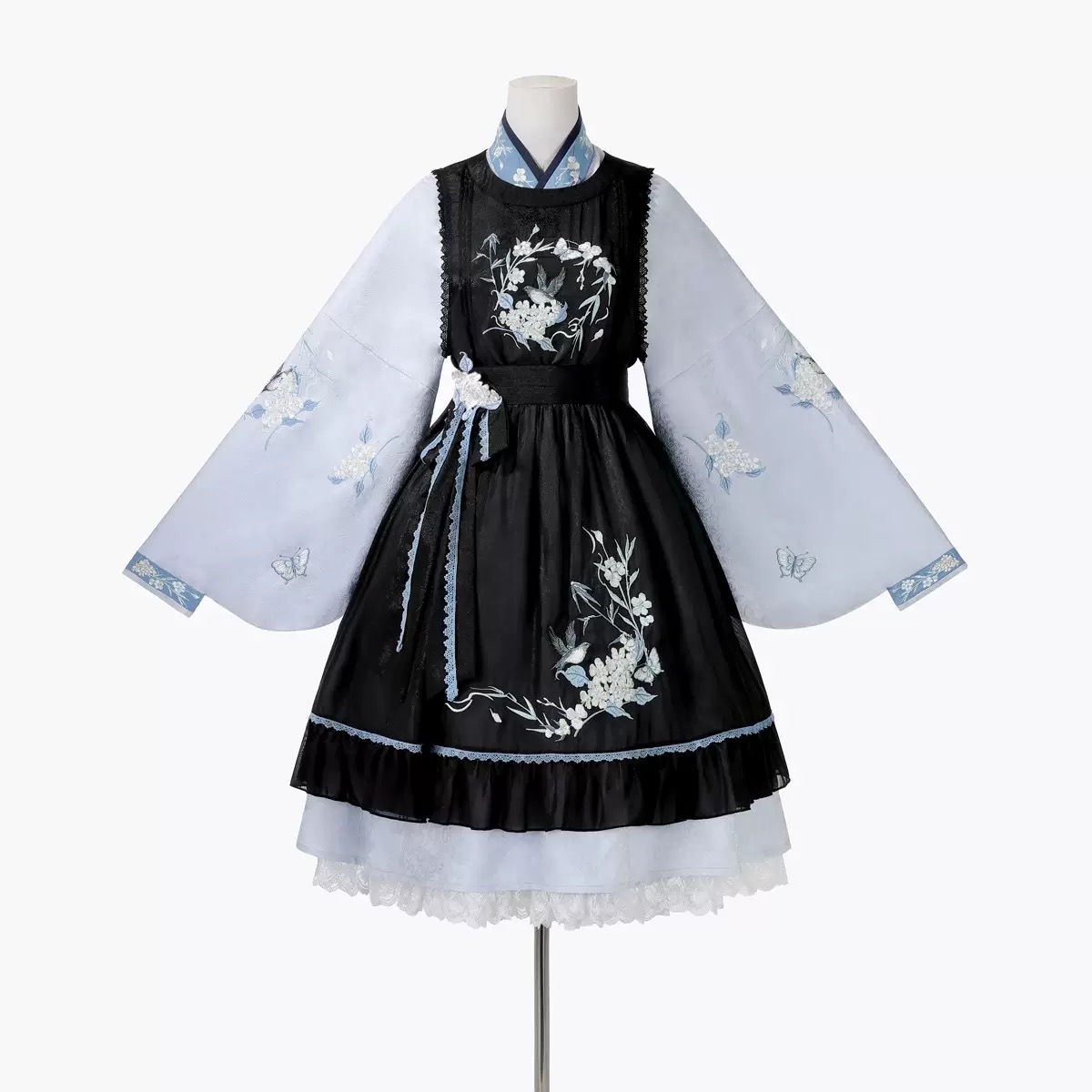 汉服竹映梅雪原创琵琶袖交领连衣裙仙气罩裙汉元素新中式女春秋