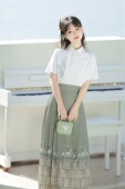 夏款 山中书事汉服女改良日常汉元 衬衫 马面裙套装 素新中式 国风短袖