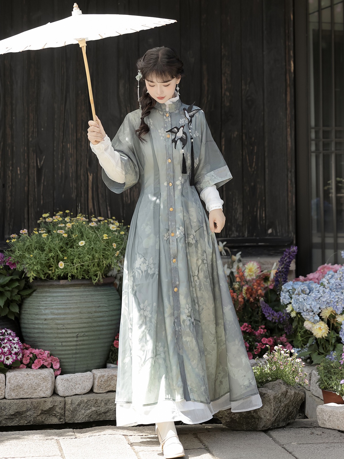 改良汉元素连衣裙套装春秋长裙