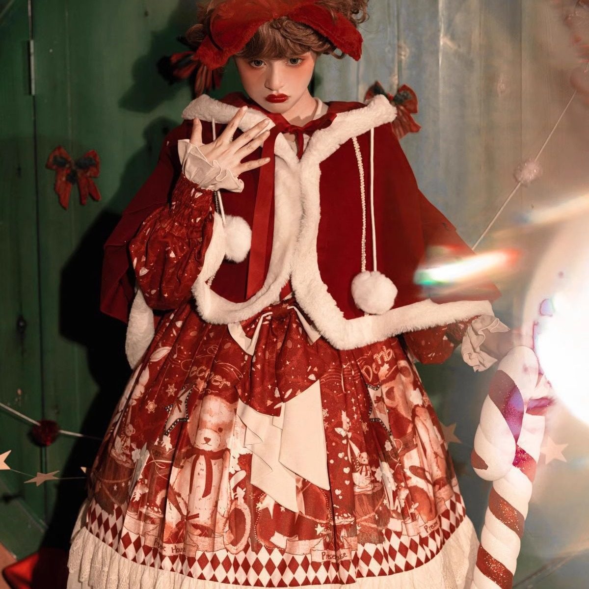 原创甜熊礼物lolita洛丽塔洋装小红帽围裙斗篷op连衣裙圣诞新年,模玩/动漫/周边/娃圈三坑/桌游,lolita洛丽塔/软妹装/洋装,淘宝优惠券,粉丝福利购,淘宝优惠卷