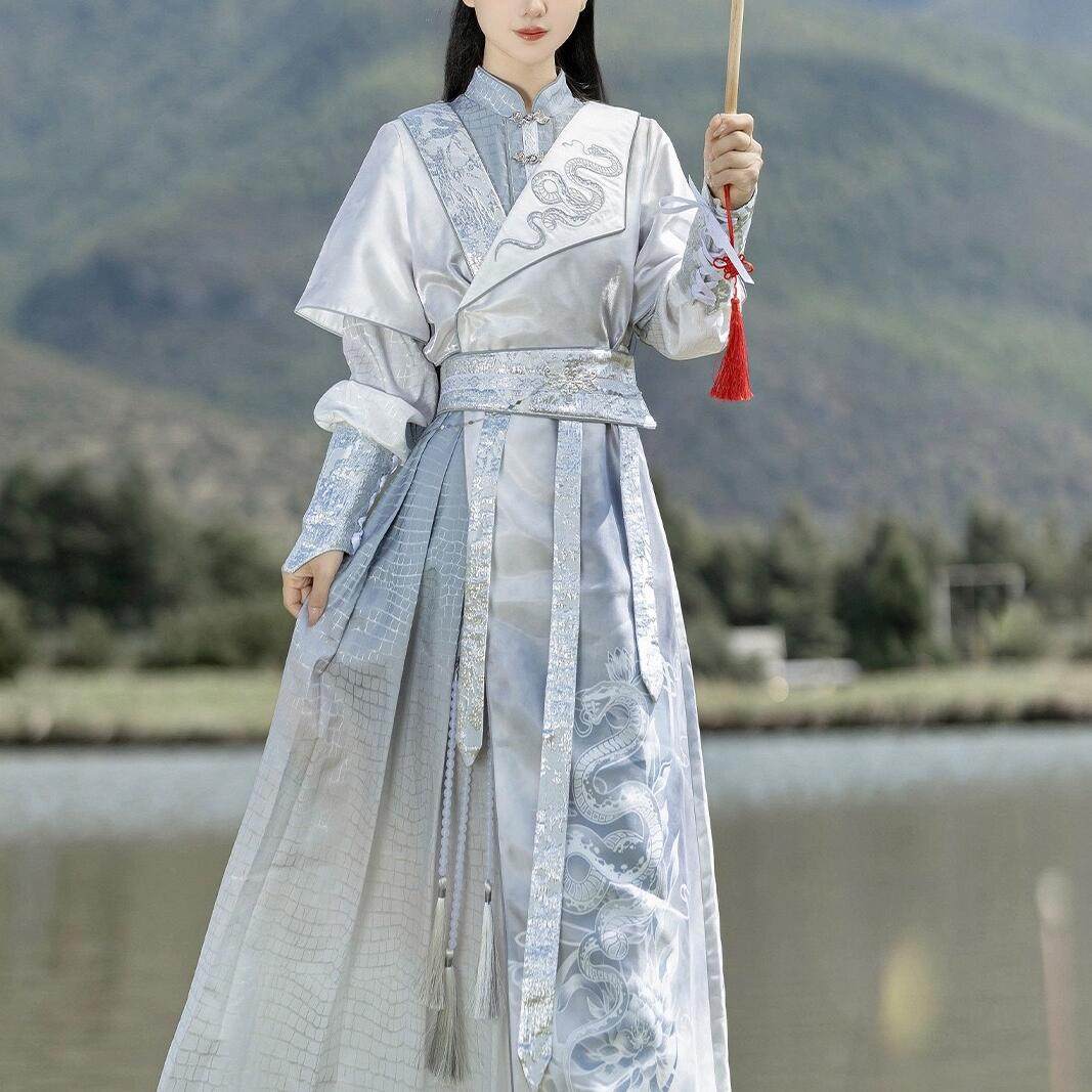 银蛇传原创改良汉服连衣裙护腕套装男女仙侠客风帅古装新中式国风