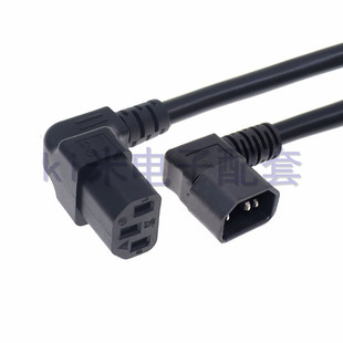 双弯头线C14品字公转C13品字母PDU电源线左弯公连接线延长线纯铜