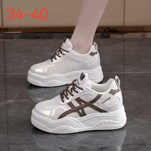 正品龙仔女鞋Q03春季皮面阿甘鞋休闲内增高百搭运动37