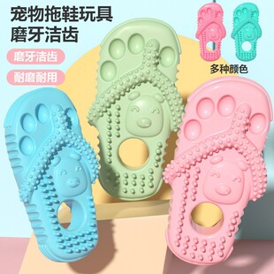 网红热卖新品拖鞋型洁齿神器规狗狗耐咬TPR啃咬磨牙玩具多色