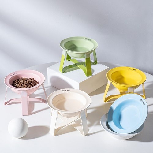 猫碗陶瓷韩国bd护颈脚狗猫粮碗饮水碗陶瓷猫碗防黑下巴宠物飞碟碗