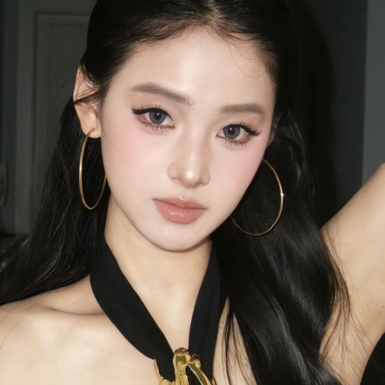 S925纯银针素圈大耳环女气质轻奢高级感圆圈耳饰耳圈2026新款爆款图片