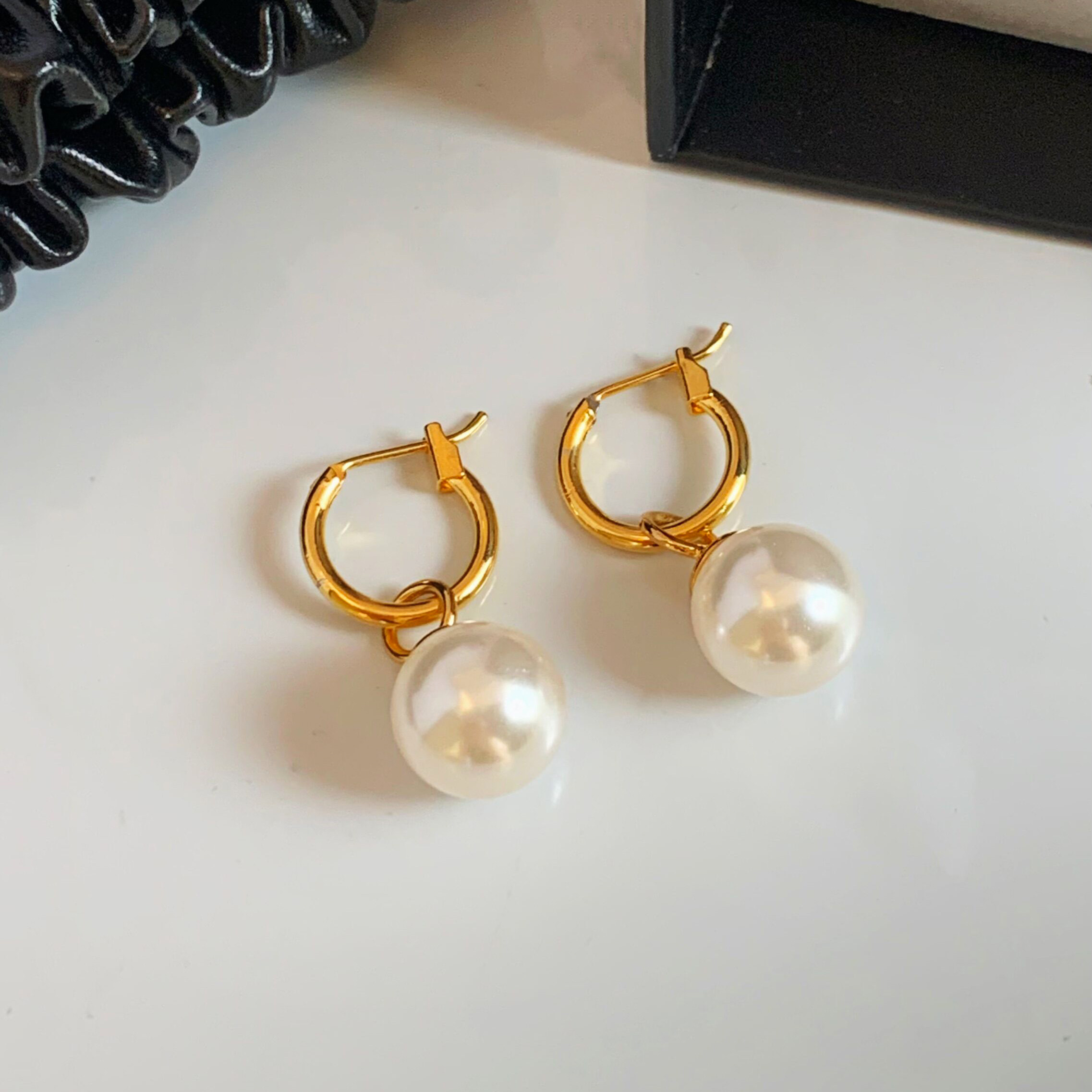 刘亦菲同款施家珍珠吊坠耳环女轻奢小众高级感独特气质耳圈耳饰潮