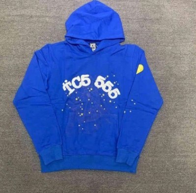 Young Thug明星同款 Sp5der 555555 蓝星套装男女Hoodie 卫衣套