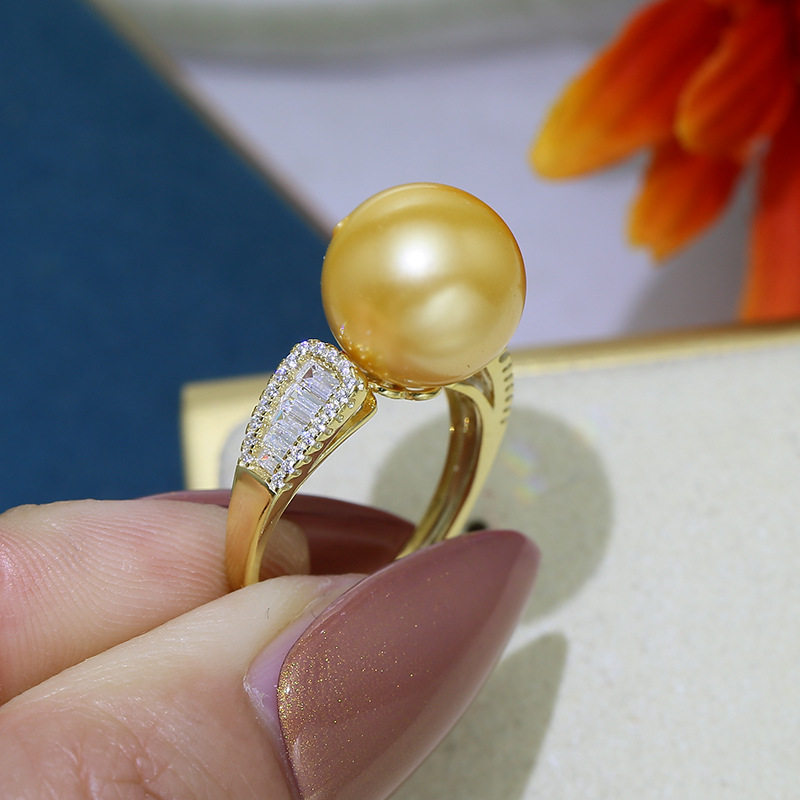 diy时尚风珍珠指环半成品戒托