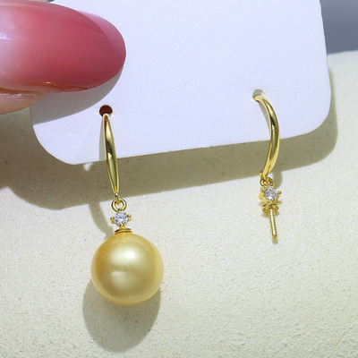 diy纯银百搭耳钩配饰半成品珍珠