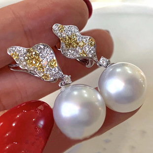 diy配件 S925纯银洋气百搭珍珠耳环耳扣空托 半成品耳坠银托材料