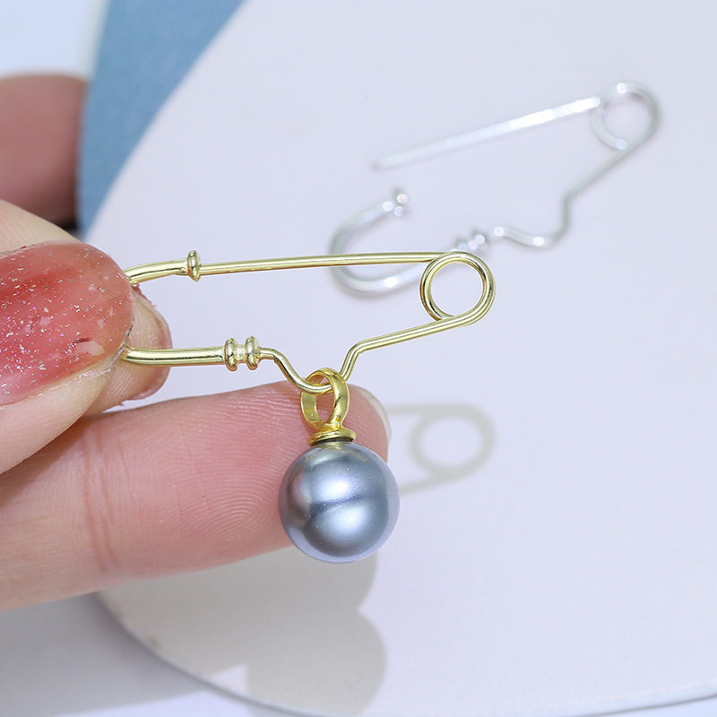 diy纯银珍珠百搭小巧转换器别针