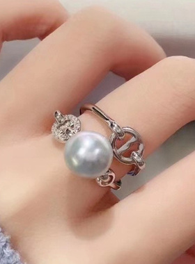 欣韵diy配件纯银猪鼻子戒指空托