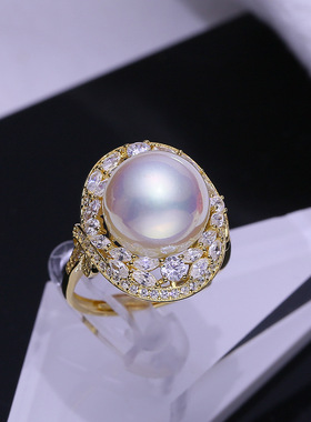 DIY配件S925纯银珍珠戒指空托