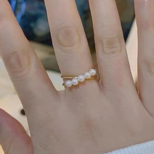 diy配件纯银珍珠多珠戒指空托