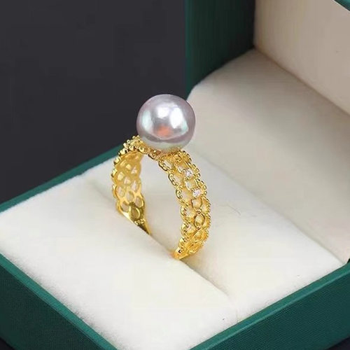 欣韵diy珍珠戒指配件镂空蕾丝