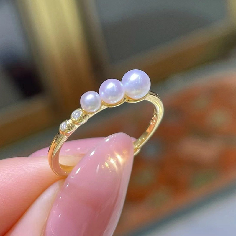 DIY配件S925纯银简约珍珠戒指空