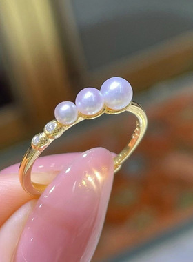 DIY配件S925纯银简约珍珠戒指空