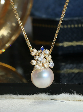 DIY配件 S925纯银精美珍珠吊坠空托半成品 时尚项坠银托材料8-12