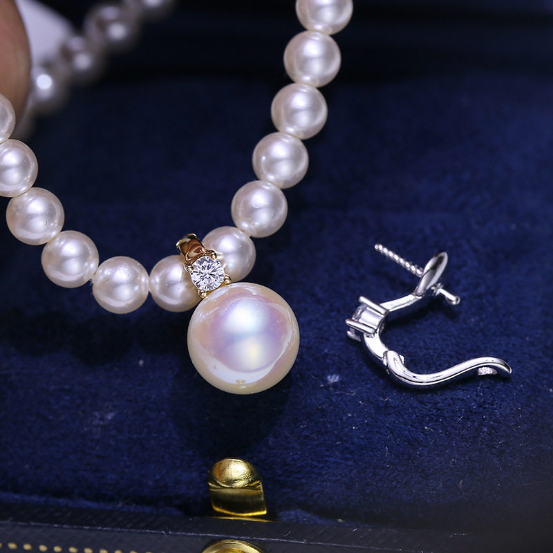 DIY配件S925纯银珍珠单钻吊坠空