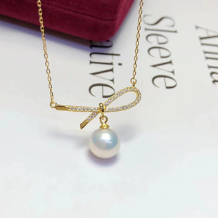 diy配件 S925纯银优雅时尚珍珠吊坠银饰空托 半成品锁骨套链银托