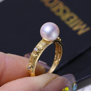 DIY配件 S925纯银珍珠戒指配件空托 甜美百搭戒指空托半成品7-10