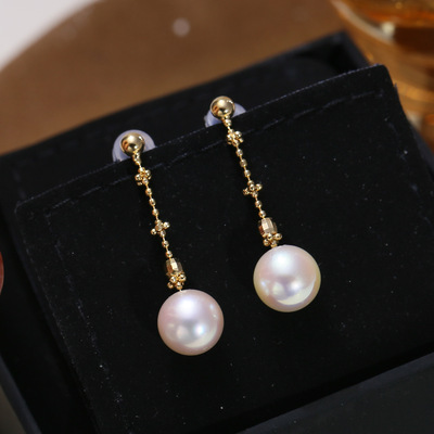 DIY配件 S925纯银仙女链珍珠耳环空托 时尚简约耳钉耳坠银托7-12