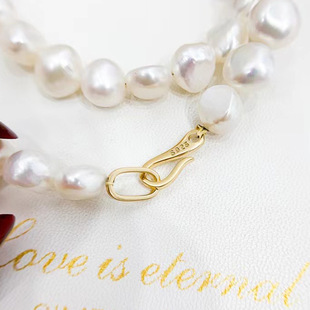 diy手工配件 S925纯银简约百搭珍珠玉石扣半成品项链手链搭扣银库