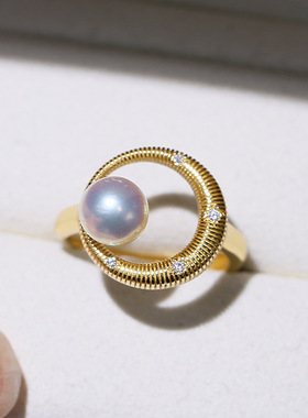 DIY配件S925纯银珍珠戒指空托