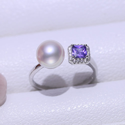 DIY配件S925纯银高级感紫色珍珠