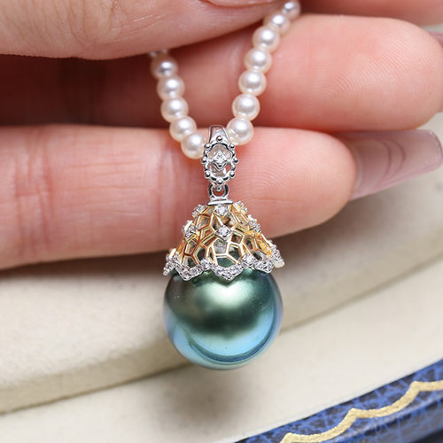 DIY配件S925纯银珍珠吊坠扣空托