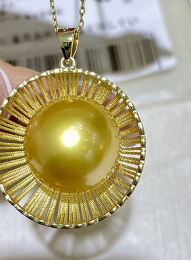 diy配件S925纯银简单大气珍珠吊坠空托适合大珠项链坠子银托12-16