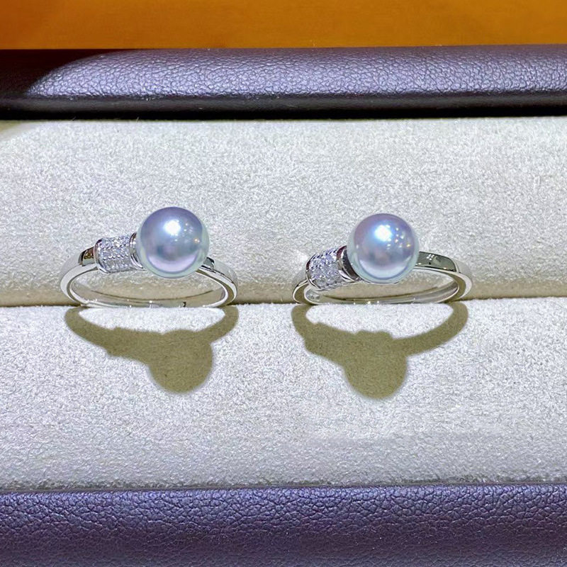 欣韵diy配件纯银珍珠戒指空托