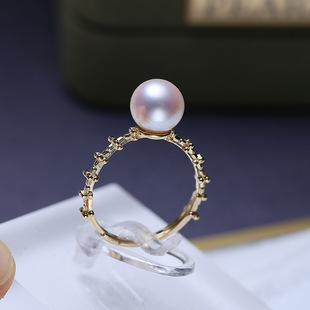 diy配件 S925纯银珍珠戒指空托 时尚仙女款指环戒托指圈开口7-10
