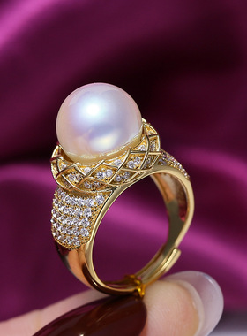 DIY配件S925纯银精工遮瑕珍珠戒