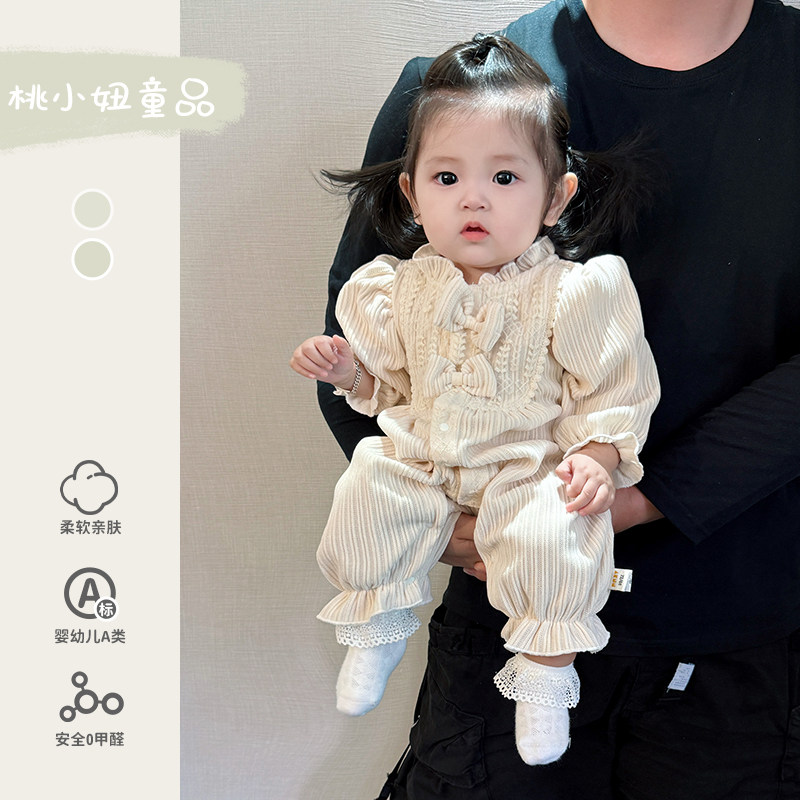女宝宝衣服秋装新生婴儿超萌连体衣满月百天公主外出哈衣爬服春秋
