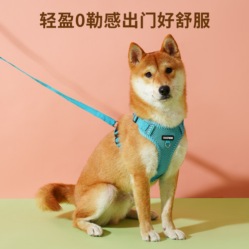 狗狗胸背中小型犬狗背带外出遛狗牵引绳柴犬比熊防挣脱不勒脖透气