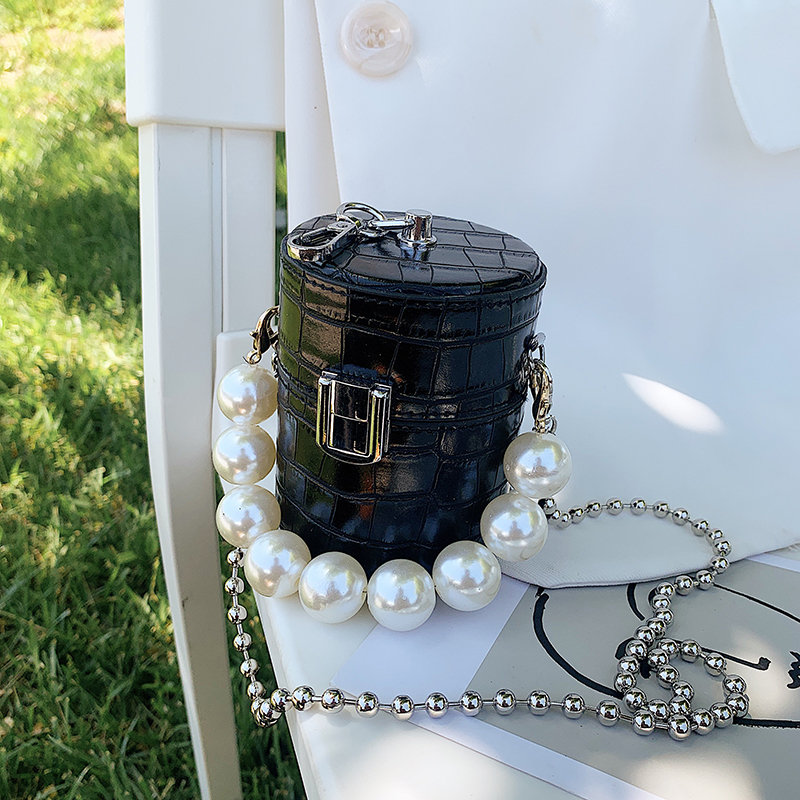 迷你珍珠小包包2021石头纹水桶包