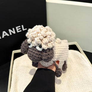 成品卡通可爱小羊编织包包手工针织毛线包时尚亲子单肩斜挎包新款