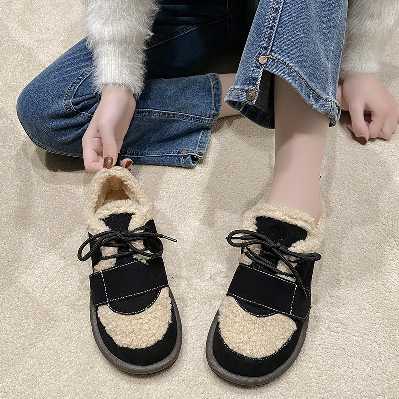 豆豆鞋女加绒2023年冬季毛毛鞋保暖厚底大码棉鞋东北外穿雪地靴子,女鞋,棉鞋,淘宝优惠券,粉丝福利购,淘宝优惠卷