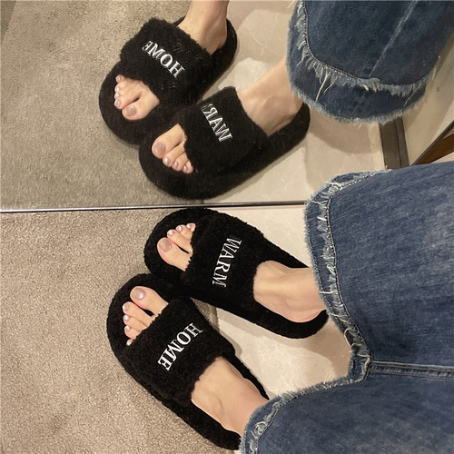 小红书推荐高级感毛毛拖鞋女大码