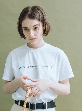 LOEN 插画师合作款原创设计纯棉学生休闲夏日系印花白色T恤 FUDGE